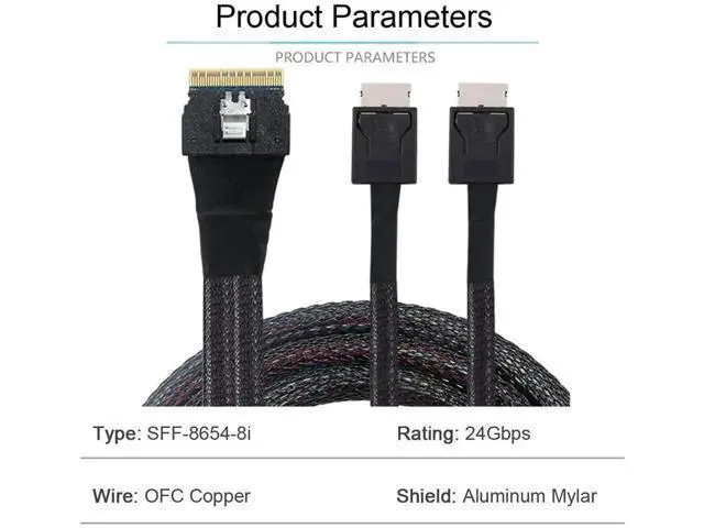Alt view image 3 of 7 - 50cm PCIe 4.0 Slimline SAS Fanout Cable, SFF-8654 8i 74Pin Ultraport Slim SAS Host to Dual SFF-8611 OCuLink Storage Interconnect Cable for High Density OCP Server NVMe Expansion