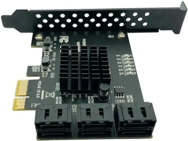 Alt view image 3 of 6 - 6 Ports PCIe X1 SATA 3.0 Expansion Card, 6Gbps PCI Express SATA III Controller Adapter Card Compatible with Windows System