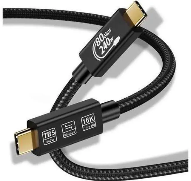 Main image of 6.6FT Thunderbolt 5 USB4 Cable 80Gbps 240W PD Charging Support 16K Video for MacBook Laptops Monitors Docks SSD