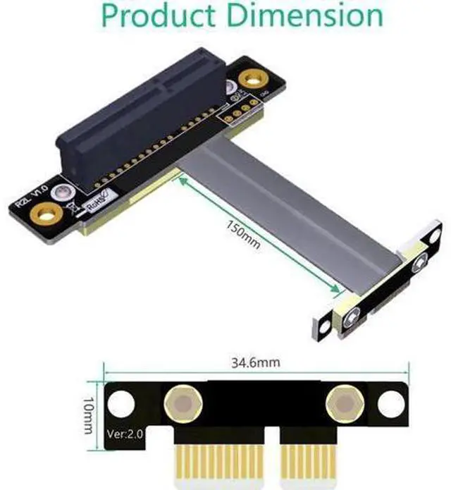 Alt view image 6 of 6 - PCIe 1X to 4X Flexible Riser Extension Cable, PCI Express X1 to X4 GPU Adapter Card for Graphics Card Space Layout Optimization
