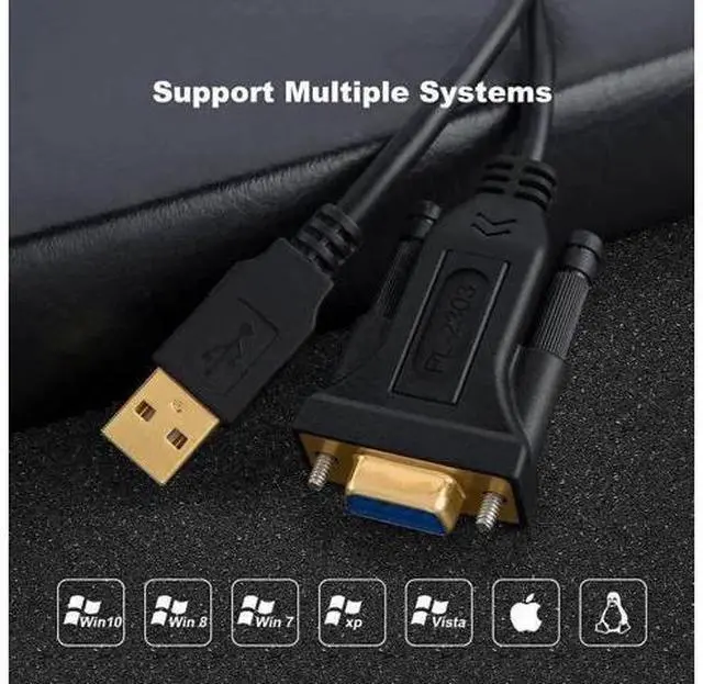 Alt view image 3 of 7 - 3.3FT Black USB to DB9 Female RS232 Serial Converter Cable with PL2303 Chip for CNC Cash Register Scanner Modem Digital Camera