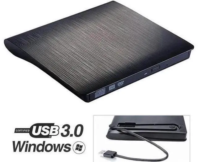Main image of Black Slim External CD DVD Drive USB3.0 Portable CD DVD +/- RW Rewriter Burner Compatible with Windows Linux Mac Laptop Desktop PC