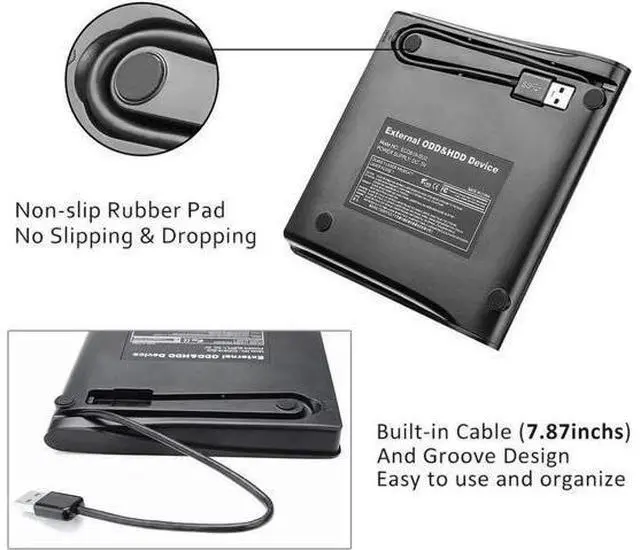 Alt view image 4 of 7 - Black Slim External CD DVD Drive USB3.0 Portable CD DVD +/- RW Rewriter Burner Compatible with Windows Linux Mac Laptop Desktop PC