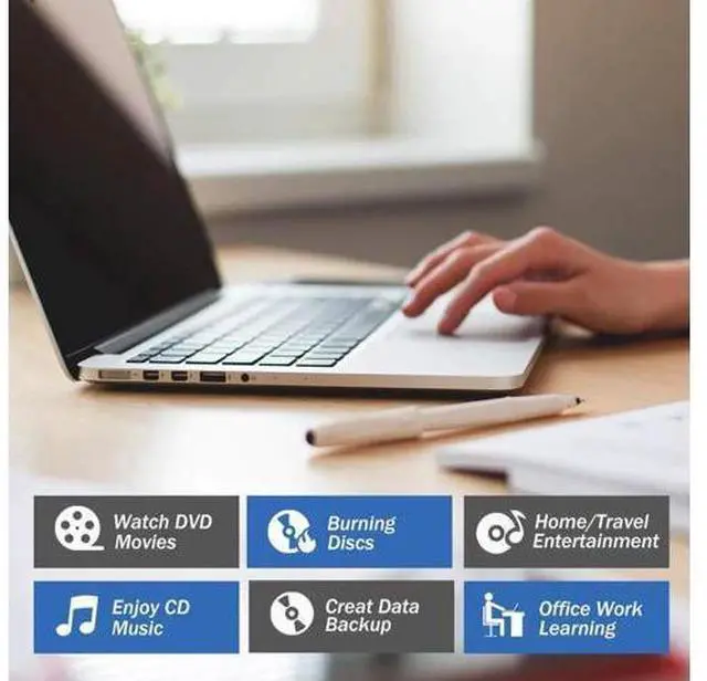 Alt view image 6 of 7 - Black Slim External CD DVD Drive USB3.0 Portable CD DVD +/- RW Rewriter Burner Compatible with Windows Linux Mac Laptop Desktop PC