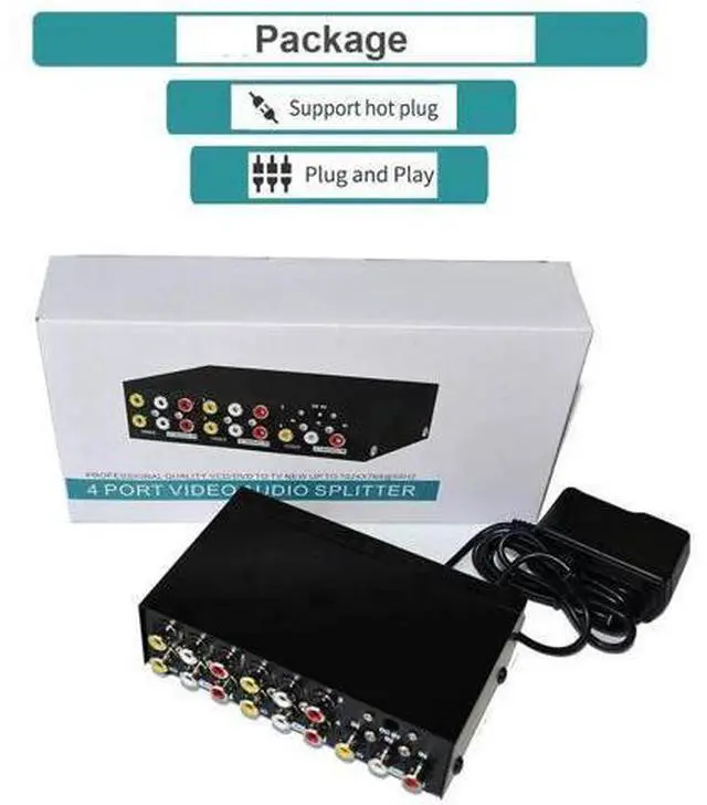 Alt view image 2 of 6 - MT-VIKI 1 in 4 Out 3 RCA Composite Splitter AV Video Audio Distribution Splitter for DVD VCR Camera STB