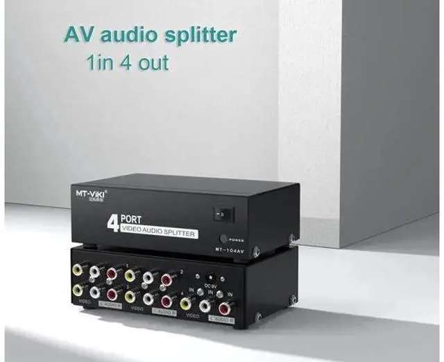 Alt view image 3 of 6 - MT-VIKI 1 in 4 Out 3 RCA Composite Splitter AV Video Audio Distribution Splitter for DVD VCR Camera STB