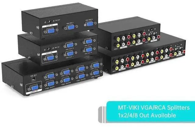 Alt view image 5 of 6 - MT-VIKI 1 in 4 Out 3 RCA Composite Splitter AV Video Audio Distribution Splitter for DVD VCR Camera STB