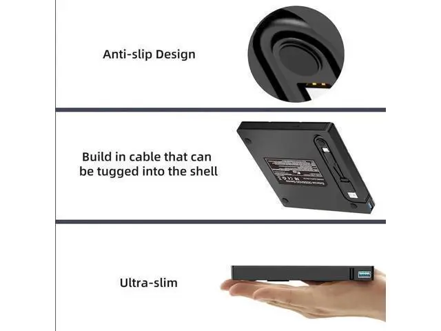 Alt view image 7 of 7 - 7 in 1 External CD DVD Drive, USB 3.0 Type-C CD DVD +/- RW Burner Plug and Play Optical Drive for Laptop PC Windows 11/10 Mac OS