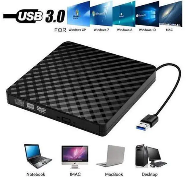 Alt view image 2 of 7 - Portable External DVD Drive USB 3.0 Slim CD DVD RW ROM Optical Drive for Laptop Desktop PC