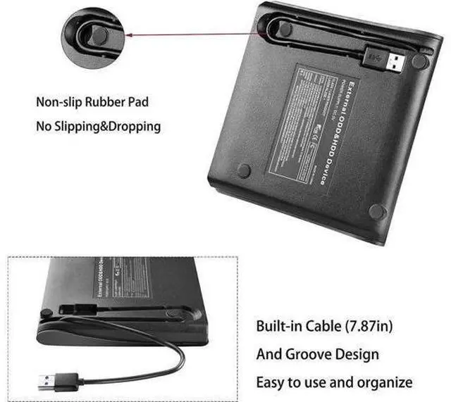 Alt view image 4 of 7 - Portable External DVD Drive USB 3.0 Slim CD DVD RW ROM Optical Drive for Laptop Desktop PC