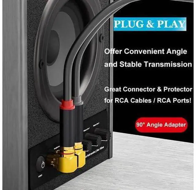 Alt view image 5 of 7 - 8 Pack 90 Degree Right Angle RCA Male to Female Elbow Adapters, 4 Red + 4 Black RCA Audio Connector Plugs