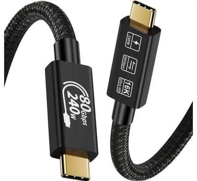 Main image of 6.6FT Thunderbolt 5 USB4 Cable 80Gbps 240W PD Support 16K@60Hz USB-C to USB-C Cord