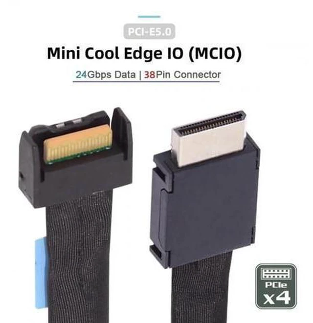 Alt view image 5 of 7 - 50cm PCIe 5.0 MCIO 4i 38Pin Male to SFF-8611 OCuLink 4X High-Speed Extender Cable