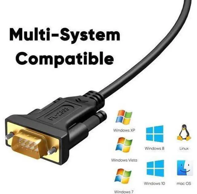 Alt view image 5 of 7 - 10FT 3M Black USB to RS232 DB9 Serial Converter Cable with PL2303 Chip for CNC Cash Register Scanner Modem Digital Camera