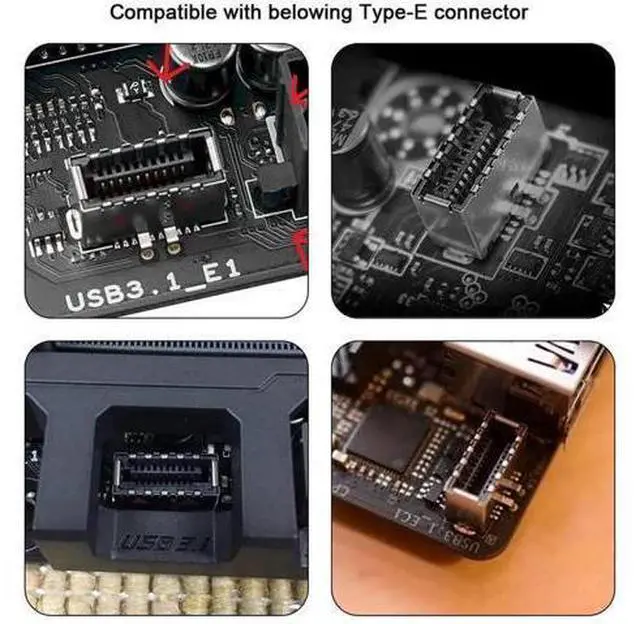 Alt view image 4 of 7 - 3 Pcs Angled USB 3.1 Type-E to USB-A & USB-C Adapter, Front Panel Motherboard Header Extension Cable