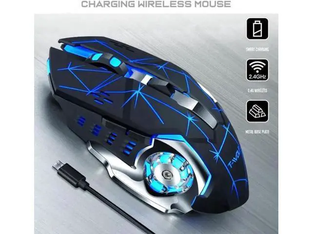 Alt view image 3 of 5 - 2.4G Wireless Rechargeable Silent Gaming Mouse, 2400 DPI Adjustable 7 Color Breathing Backlit Mouse for PC Laptop Gamer
