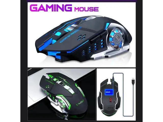 Alt view image 2 of 5 - 2.4G Wireless Rechargeable Silent Gaming Mouse, 2400 DPI Adjustable 7 Color Breathing Backlit Mouse for PC Laptop Gamer