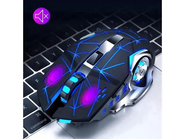 Alt view image 4 of 5 - 2.4G Wireless Rechargeable Silent Gaming Mouse, 2400 DPI Adjustable 7 Color Breathing Backlit Mouse for PC Laptop Gamer