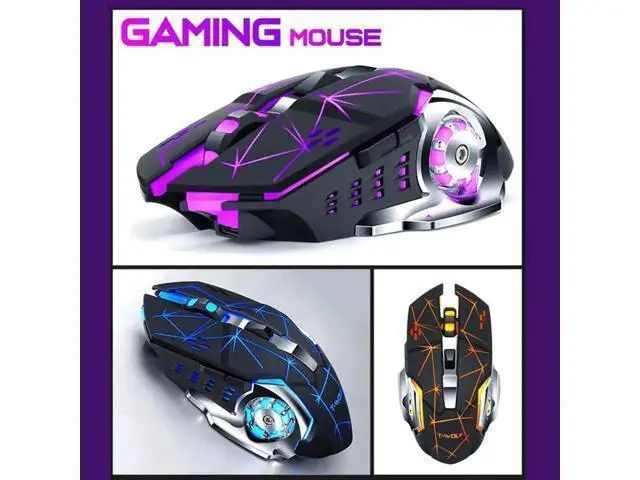Alt view image 5 of 5 - 2.4G Wireless Rechargeable Silent Gaming Mouse, 2400 DPI Adjustable 7 Color Breathing Backlit Mouse for PC Laptop Gamer