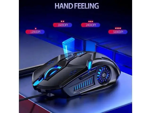 Alt view image 4 of 7 - 6-Key Silent Wired USB Gaming Mouse, Adjustable 3200DPI Optical Mouse with 7-Color LED Backlight Ergonomic for PC Laptop Game & Office