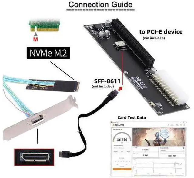 Alt view image 5 of 7 - 2280 M.2 M-Key to OCuLink Cable 30cm, PCIe 4.0 with Bracket for NVMe U.2 SSD eGPU