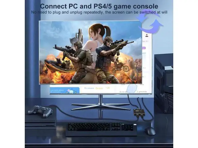 Alt view image 2 of 7 - HDMI 2.1 Directional Switch 2 in 1 Out, 48Gbps High Speed 8K@60Hz 4K@120Hz HDMI Selector Converter Adapter for Game Consoles Monitors TVs