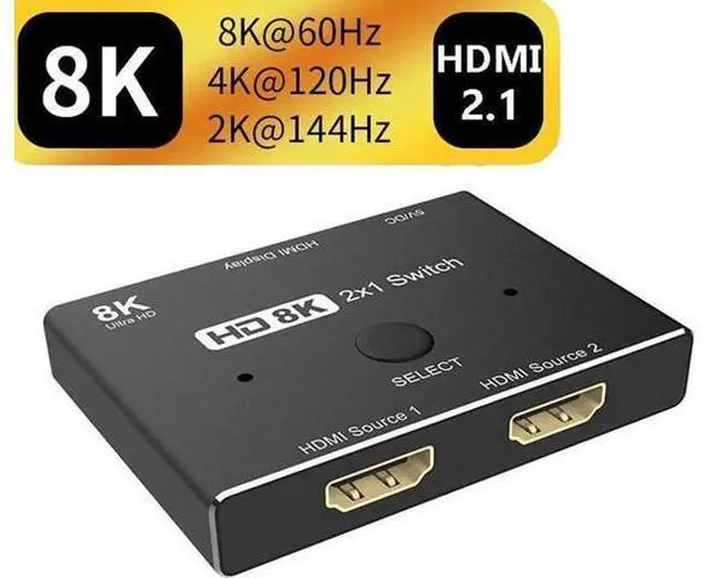 Main image of HDMI 2.1 Directional Switch 2 in 1 Out, 48Gbps High Speed 8K@60Hz 4K@120Hz HDMI Selector Converter Adapter for Game Consoles Monitors TVs