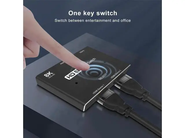 Alt view image 4 of 7 - HDMI 2.1 Directional Switch 2 in 1 Out, 48Gbps High Speed 8K@60Hz 4K@120Hz HDMI Selector Converter Adapter for Game Consoles Monitors TVs