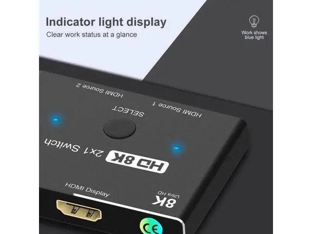 Alt view image 5 of 7 - HDMI 2.1 Directional Switch 2 in 1 Out, 48Gbps High Speed 8K@60Hz 4K@120Hz HDMI Selector Converter Adapter for Game Consoles Monitors TVs