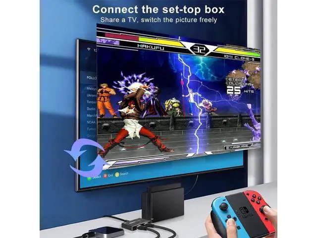 Alt view image 6 of 7 - HDMI 2.1 Directional Switch 2 in 1 Out, 48Gbps High Speed 8K@60Hz 4K@120Hz HDMI Selector Converter Adapter for Game Consoles Monitors TVs