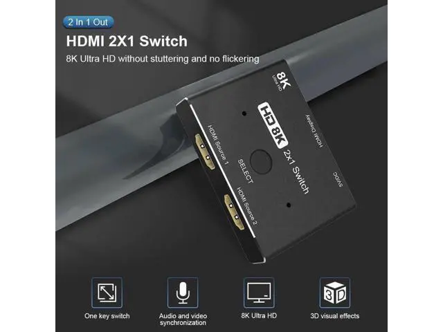Alt view image 7 of 7 - HDMI 2.1 Directional Switch 2 in 1 Out, 48Gbps High Speed 8K@60Hz 4K@120Hz HDMI Selector Converter Adapter for Game Consoles Monitors TVs