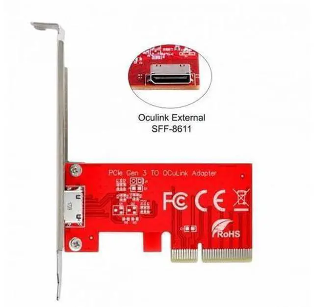 Alt view image 6 of 7 - PCIe 3.0/4.0 x4 to OCuLink SFF-8612 SFF-8611 Host Adapter with Full Height Bracket, External PCIe SSD Expansion Card