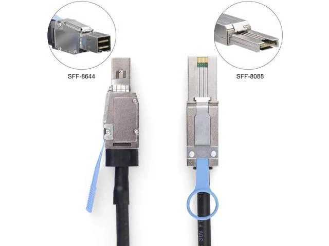 Alt view image 6 of 6 - 1.5m/4.9ft 100-Ohm External Hybrid Mini SAS Cable, SFF-8644 Mini SAS HD to SFF-8088 Standard Mini SAS, SAS2.0 6Gbps Server RAID HBA Storage Interconnect Cable