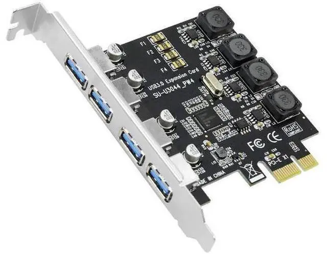 Alt view image 6 of 7 - 4-Port PCI-E USB 3.0 Expansion Card, 5Gbps PCI Express USB 3.0 Controller Adapter Compatible with PCIe X1/X4/X8/X16 Slots for Windows 7/8/10
