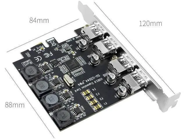 Alt view image 5 of 7 - 4-Port PCI-E USB 3.0 Expansion Card, 5Gbps PCI Express USB 3.0 Controller Adapter Compatible with PCIe X1/X4/X8/X16 Slots for Windows 7/8/10