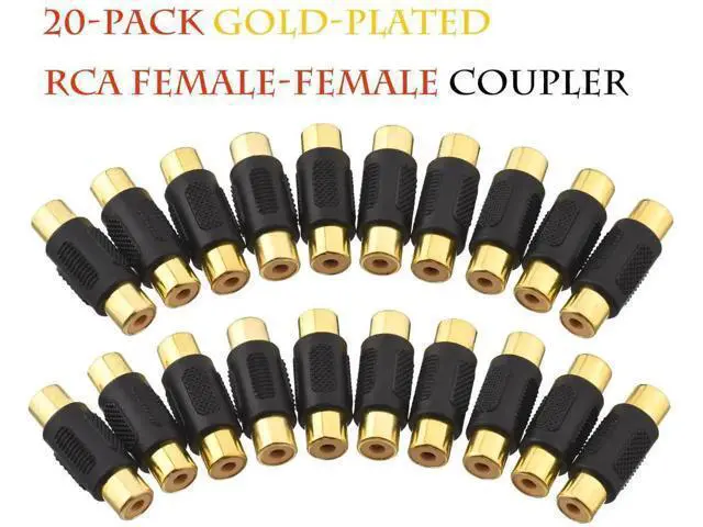 Alt view image 3 of 6 - 20 Pack Gold Plated RCA Female to Female Audio Video Coupler