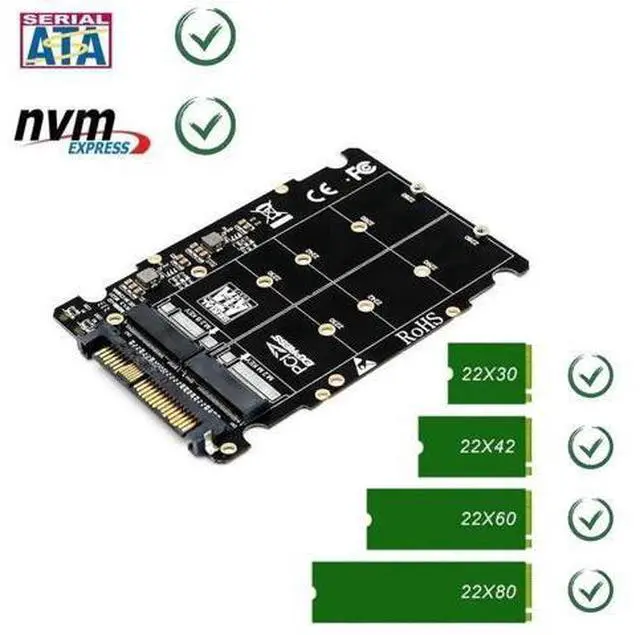Alt view image 2 of 7 - M.2 M/B Key NGFF to U.2 SFF-8639 Adapter, PCIe NVMe M.2 SSD Converter for Desktop PC