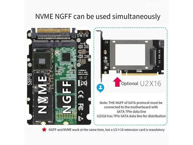 Alt view image 6 of 7 - M.2 M/B Key NGFF to U.2 SFF-8639 Adapter, PCIe NVMe M.2 SSD Converter for Desktop PC