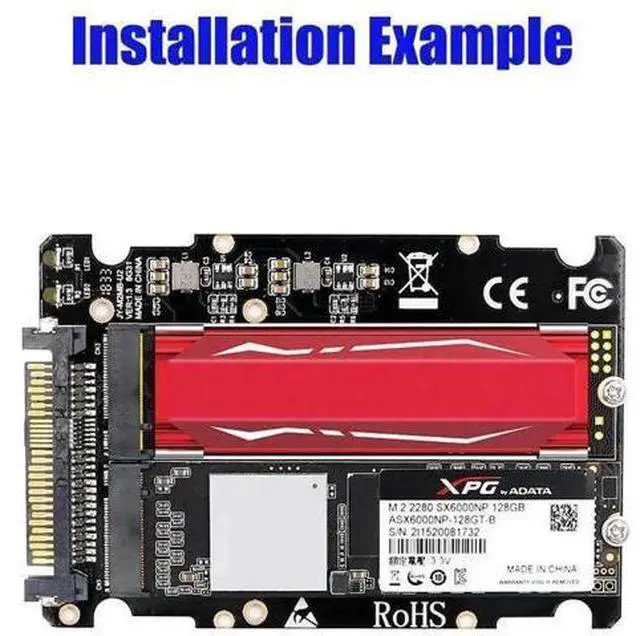 Alt view image 7 of 7 - M.2 M/B Key NGFF to U.2 SFF-8639 Adapter, PCIe NVMe M.2 SSD Converter for Desktop PC