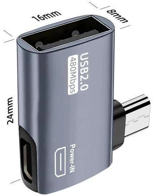 Alt view image 5 of 6 - 4 Pack 90 Degree Powered Micro USB OTG Adapter, Left & Right Angle Micro USB Male to USB A Female with Extra Micro USB Power Port for Fire TV Stick 4K, Micro USB Android Phones & Tablets, Grey