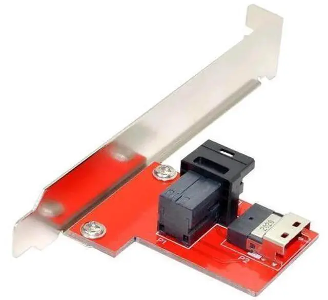 Alt view image 6 of 7 - PCIe 4.0 Slimline SAS SFF-8654 Female to Mini SAS HD SFF-8643 Female PCBA Adapter Card with Full Height & Low Profile Bracket