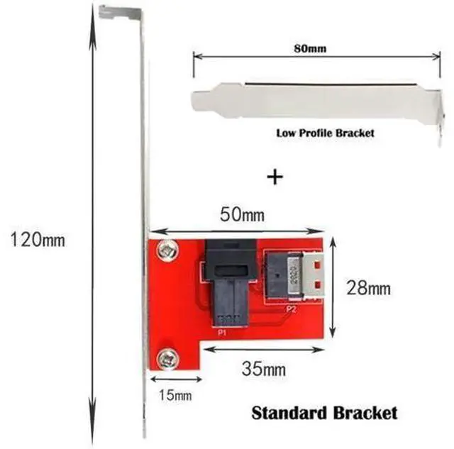 Alt view image 7 of 7 - PCIe 4.0 Slimline SAS SFF-8654 Female to Mini SAS HD SFF-8643 Female PCBA Adapter Card with Full Height & Low Profile Bracket
