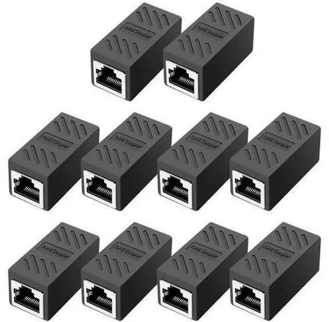 Main image of 10 Pack Black Shielded RJ45 In-Line Coupler, Female to Female Ethernet Cable Extender, Cat8/Cat7/Cat6/Cat5e/Cat5 Universal LAN Connector Adapter