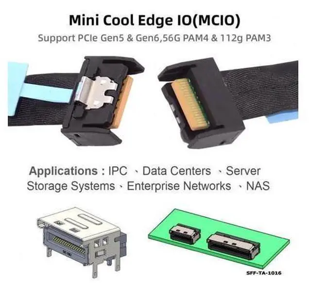Alt view image 4 of 7 - 50cm PCIe 5.0 MCIO 4i 38Pin Male to SFF-TA-1016 MCIO Extension Cable