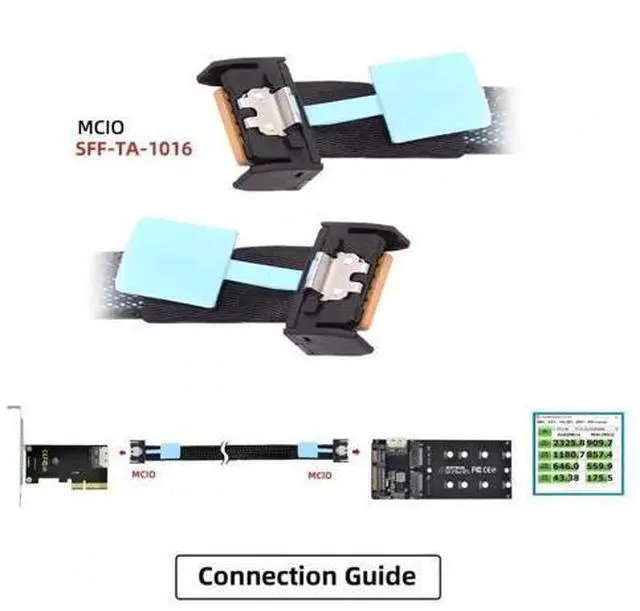 Alt view image 6 of 7 - 50cm PCIe 5.0 MCIO 4i 38Pin Male to SFF-TA-1016 MCIO Extension Cable