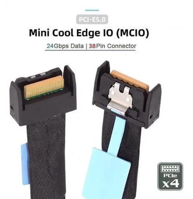Alt view image 7 of 7 - 50cm PCIe 5.0 MCIO 4i 38Pin Male to SFF-TA-1016 MCIO Extension Cable