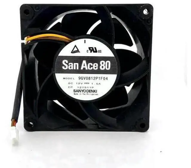 Main image of San Ace 9GV0812P1F04 8038 DC12V 1.5A 4-Wire PWM Cooling Fan, 80×80×38mm High Airflow Industrial Fan for PC Chassis & Server