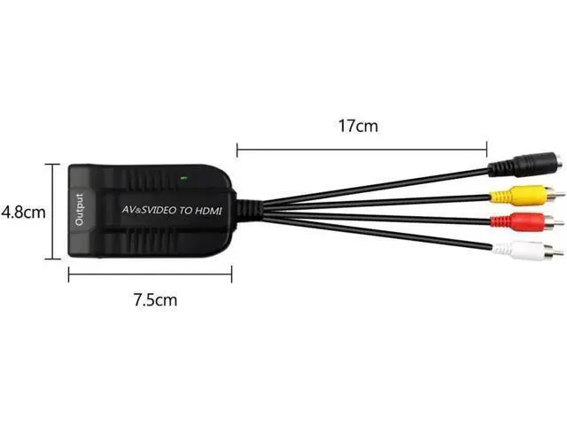 Alt view image 2 of 5 - AV CVBS & S-Video Female to HDMI Converter Adapter with Micro USB Power Cable, Analog to Digital Signal Transmitter for DVD HDTV