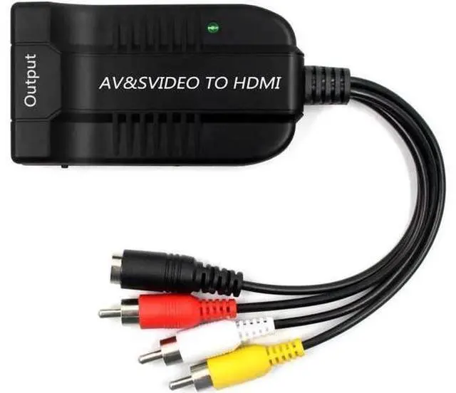 Main image of AV CVBS & S-Video Female to HDMI Converter Adapter with Micro USB Power Cable, Analog to Digital Signal Transmitter for DVD HDTV
