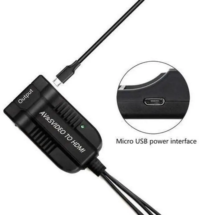 Alt view image 3 of 5 - AV CVBS & S-Video Female to HDMI Converter Adapter with Micro USB Power Cable, Analog to Digital Signal Transmitter for DVD HDTV